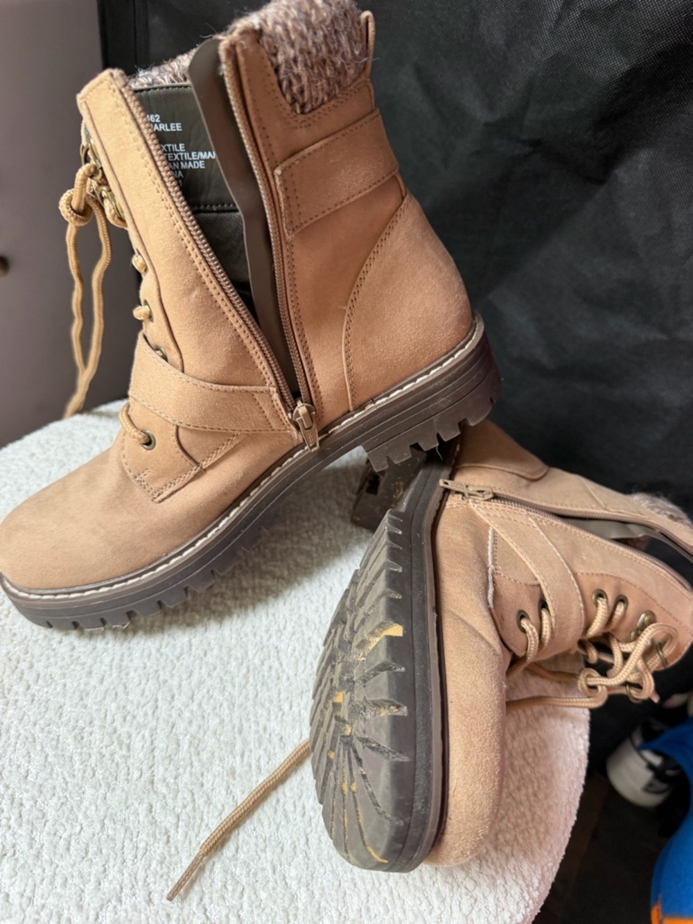 Cliffs by WHITE MOUNTAIN Women's Tan Lace-Up Ankle Booties